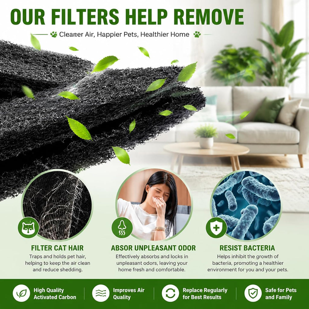 QUEARN odor neutralizing carbon pads lifestyle setup near automatic pet litter box