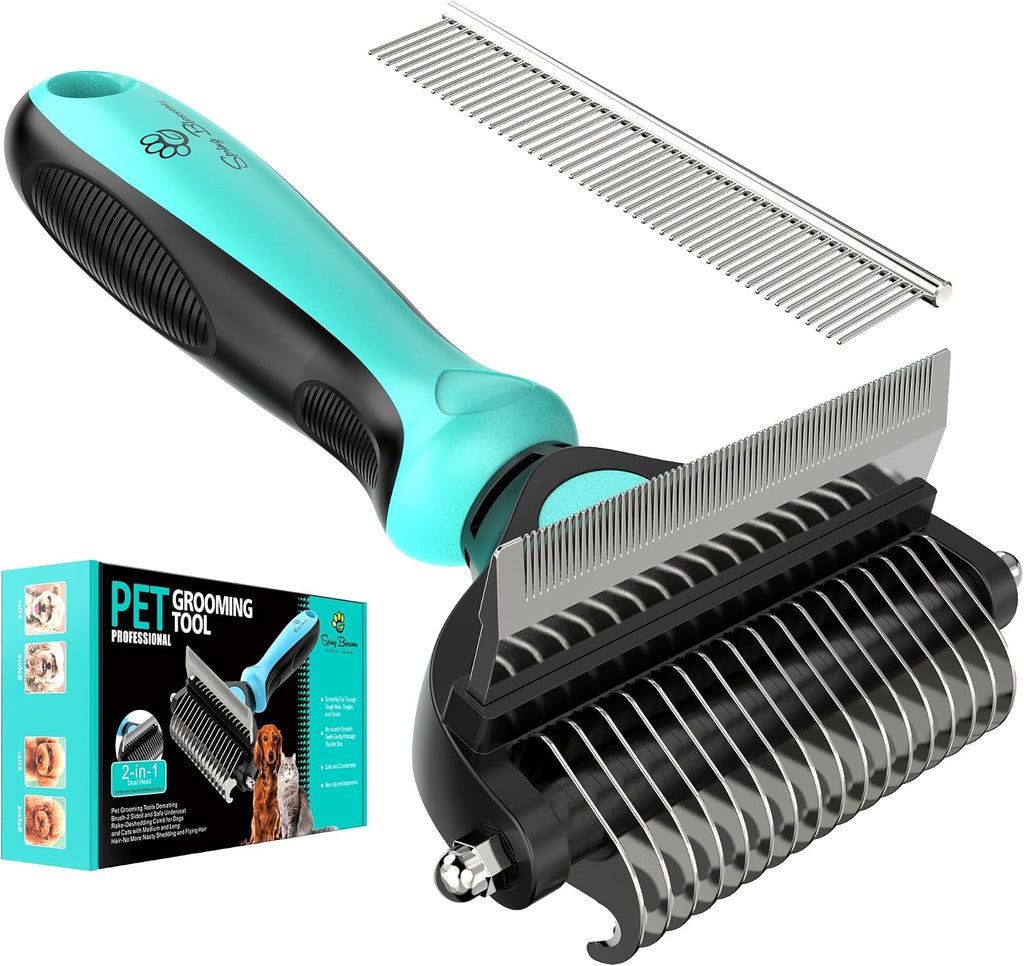 Spring Blossoms-2 in 1 Professional Grooming Rake for Cats & Dogs-Dematting Comb for Easy Mats & Tangles Removing,Pet Brush Safe No More Nasty Shedding and Flying Hair (Orange) - Image 9