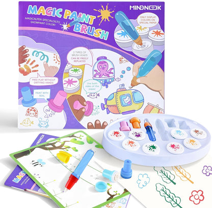 MINDNOOK Magic Brush Painting Set front packaging view showing mess free kids art station