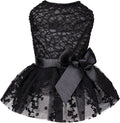 CuteBone dog birthday dress front view showing black embroidered bodice
