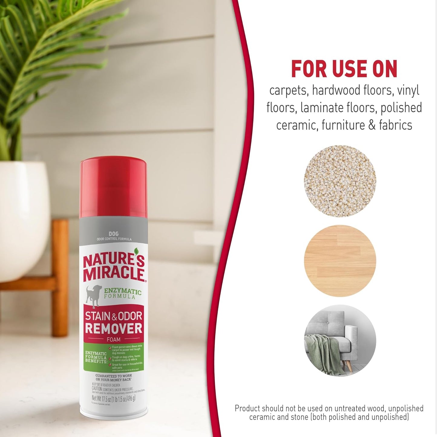 Nature's Miracle foam spray for carpet and upholstery cleaning