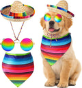 Ramede 3 piece Mexican pet costume set front view featuring sombrero and bandana