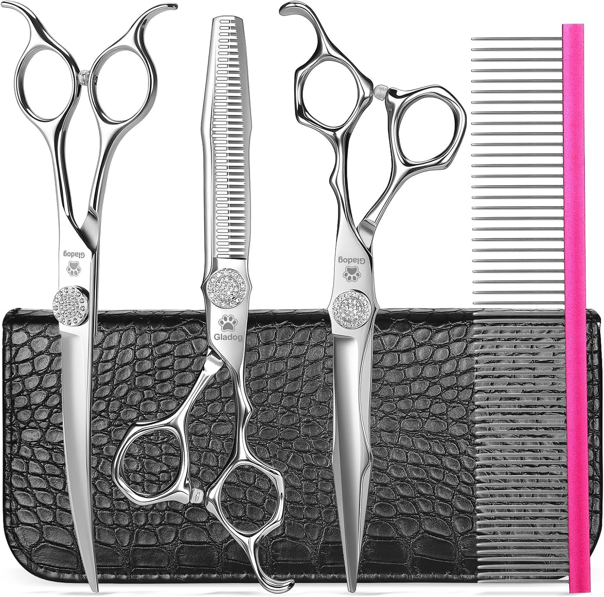 GLADOG Professional 5 in 1 Dog Grooming Scissors Set with Safety Round Tips, Sharp and Heavy-duty Pet Grooming Shears for Cats - Image 10