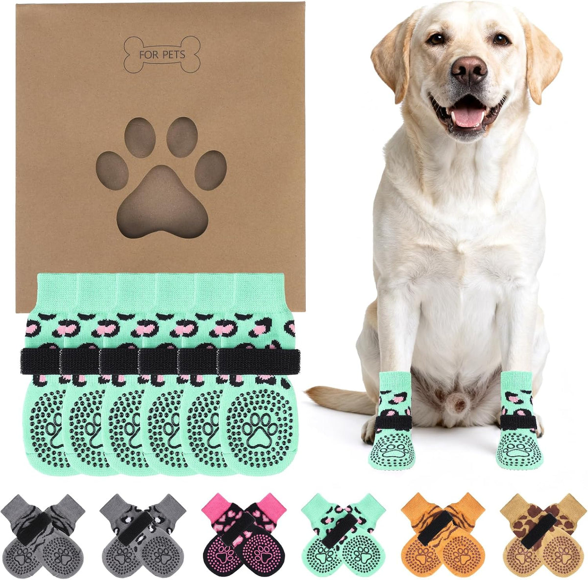 KOOLTAIL Anti Slip Dog Socks to Prevent Licking Paws and Slipping, Extra-Thick Grip Pet Boots & Paw Protectors, Winter Warm Puppy Shoes Booties for Hardwood Floors Small Medium Large Senior Dogs,SM - Image 14