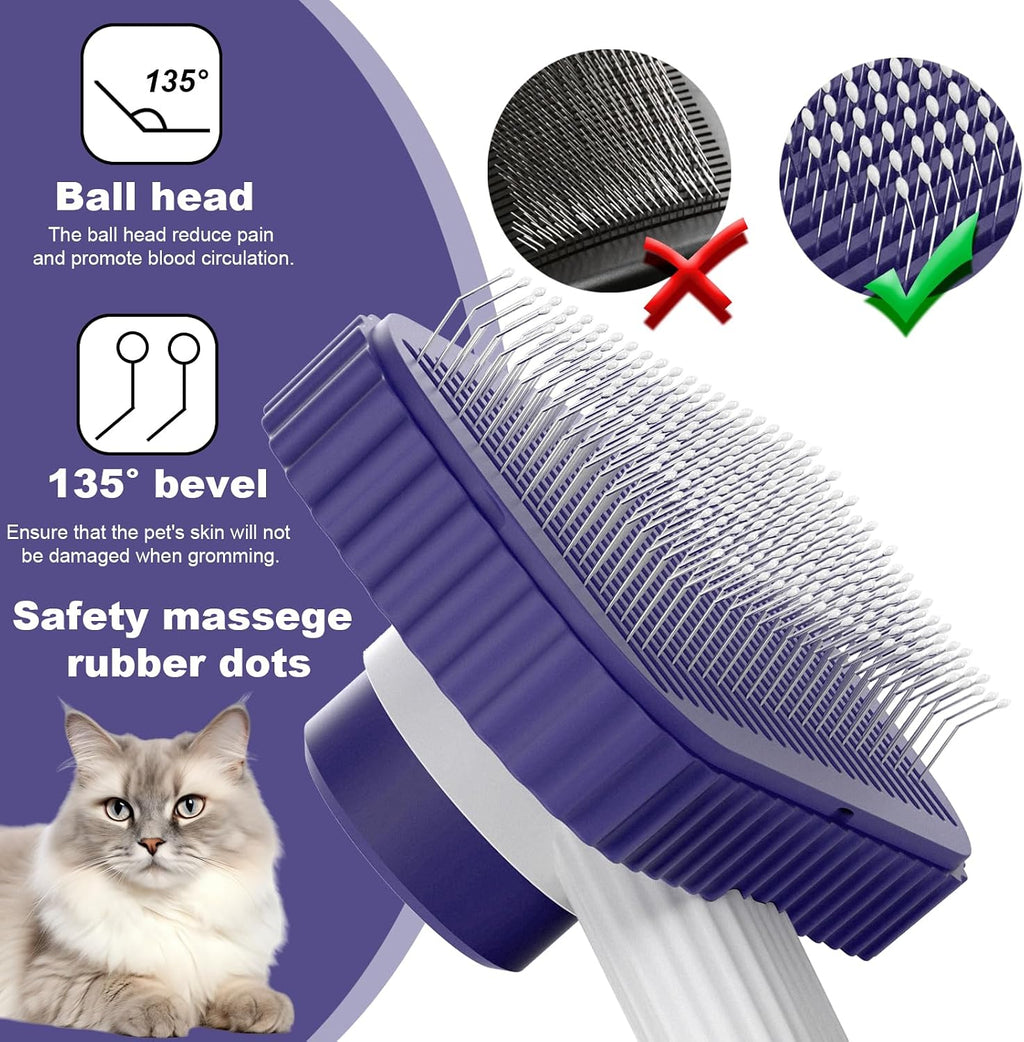 Garstor cat grooming tool with retracted bristles for easy cleaning