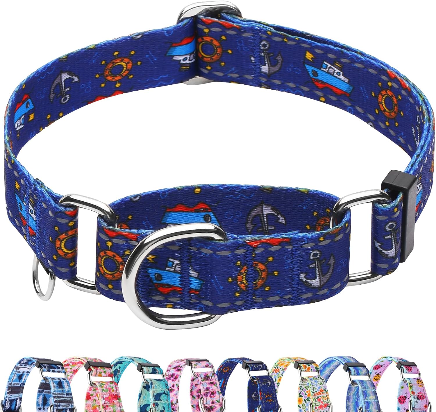 Reflective Martingale Collar for Dogs Nylon Training Collar with No Buckle Cute Floral No Pull Dog Collar for Medium DogsYellow FlowerM - Image 9