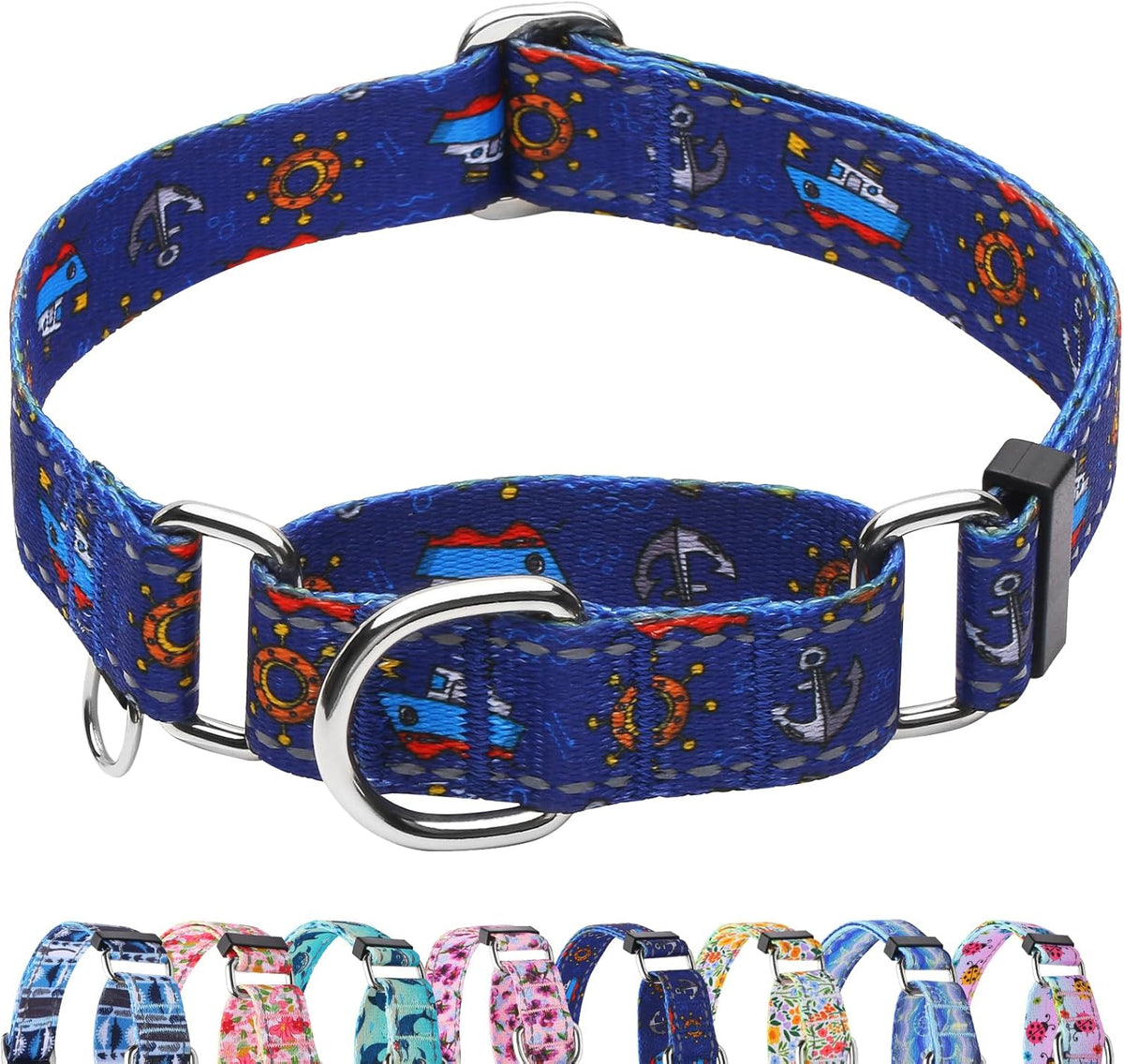 Reflective Martingale Collar for Dogs Nylon Training Collar with No Buckle Cute Floral No Pull Dog Collar for Medium DogsYellow FlowerM - Image 9