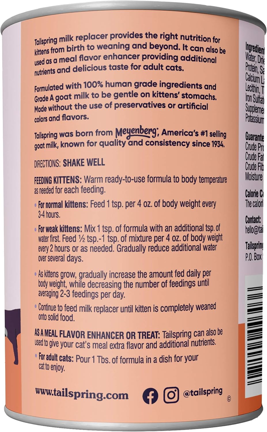 Premium imported Tailspring ready to feed kitten liquid milk replacer