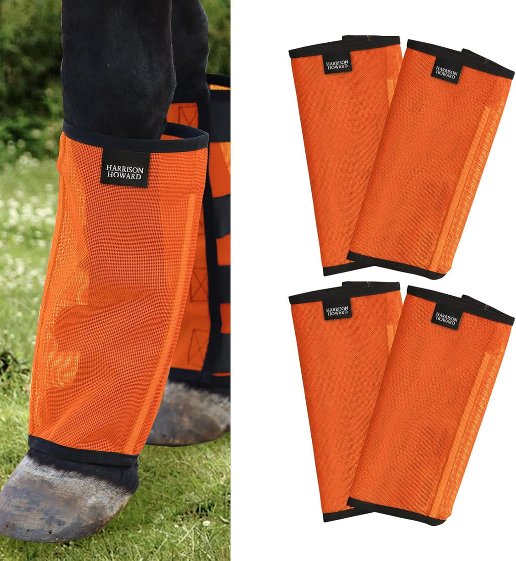 Harrison Howard Loose Fitting Fly Boots UV-Protective Extra Tough Mesh Ventilated Four Fasteners Stay-on Design Protect Horse Legs & Stomp-Reducing Set of 4 Deep Navy Large - Image 13