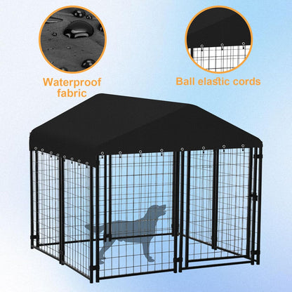Outdoor pet enclosure cover mesh ventilation panels and zippers