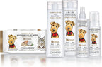 Close up of Giovanni pet spray label highlighting Oatmeal and Coconut ingredients.