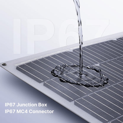 Lightweight Topunive monocrystalline solar panel showing the pre drilled installation holes.