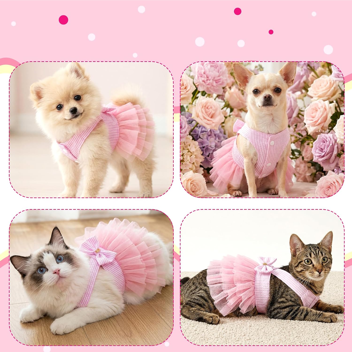 Choyaxo small cat and dog party outfit size chart measurement guide