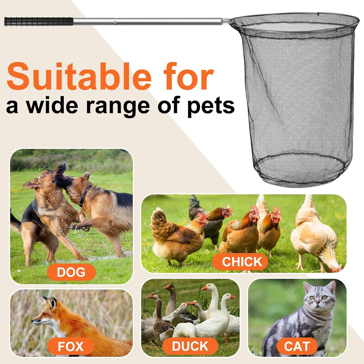 Uross catch net being used for safe animal rescue