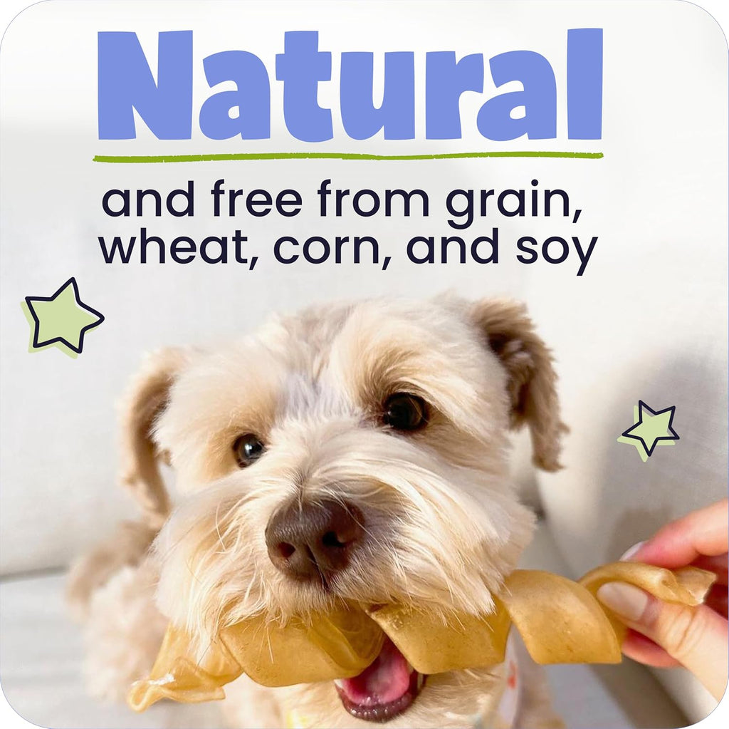Close up of braided beef collagen dog treat texture