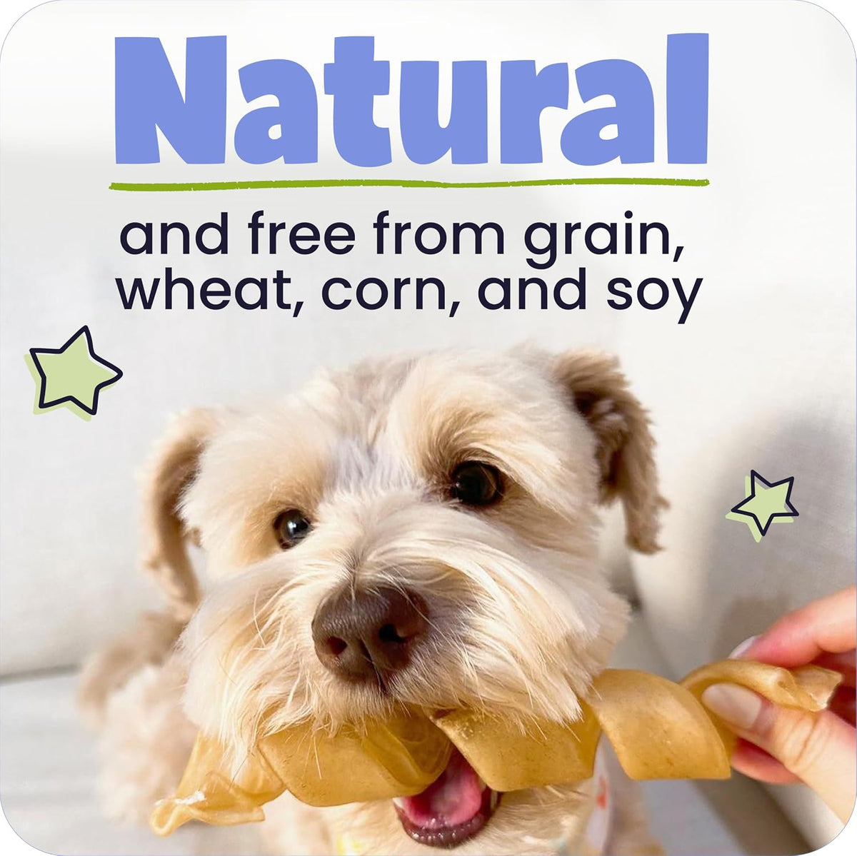 Close up of braided beef collagen dog treat texture
