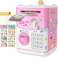 JUNEU Unicorn Electronic Piggy Bank front view showcasing the digital keypad and automated bill feeder mechanism.