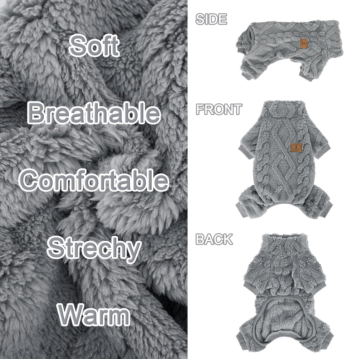 XPUDAC doggy winter onesie outfit close up of elastic cuffs.