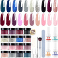Eodci 31 piece dip powder nail kit front view showcasing 20 color jars and bottles.