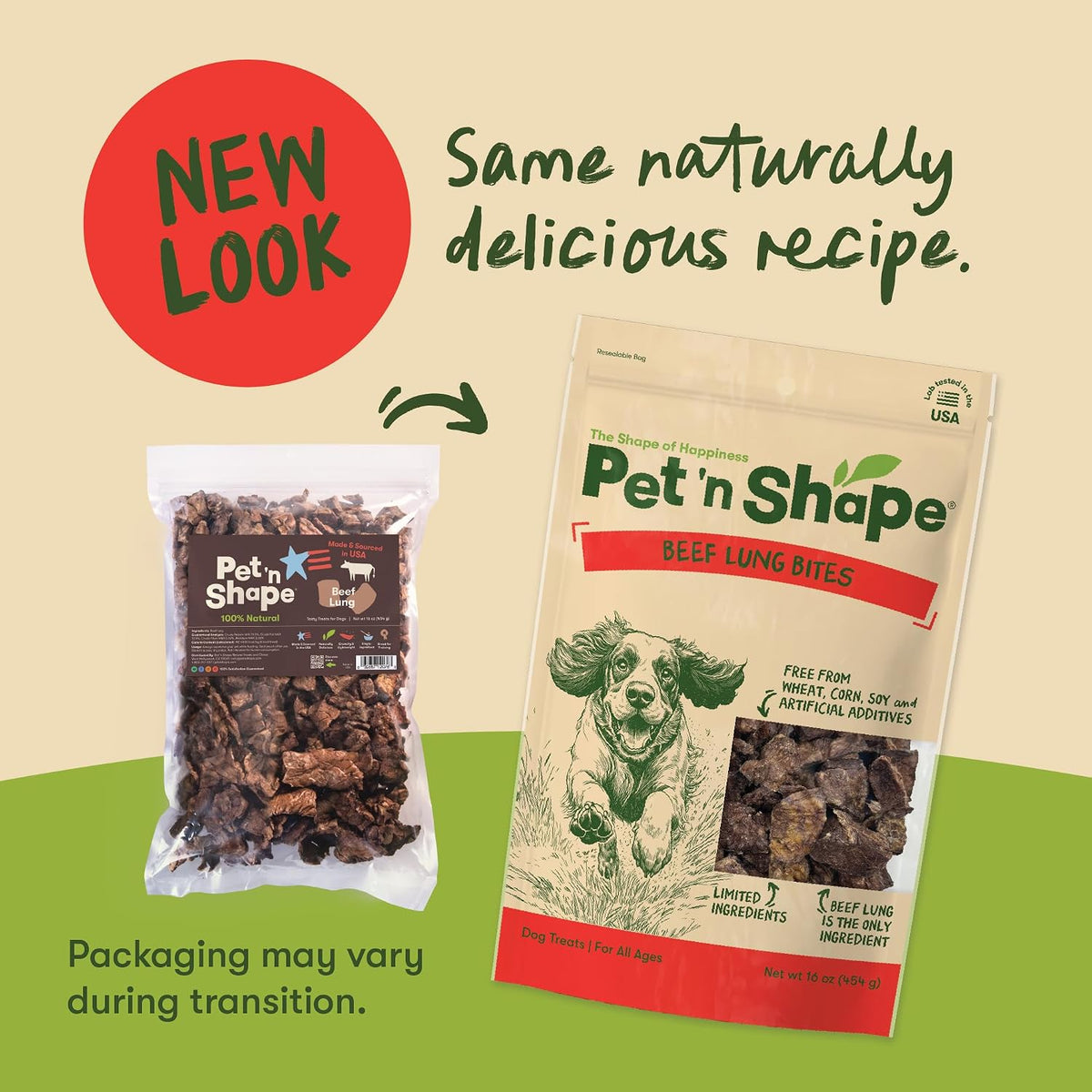 Pet 'n Shape grain-free dog treat packaging