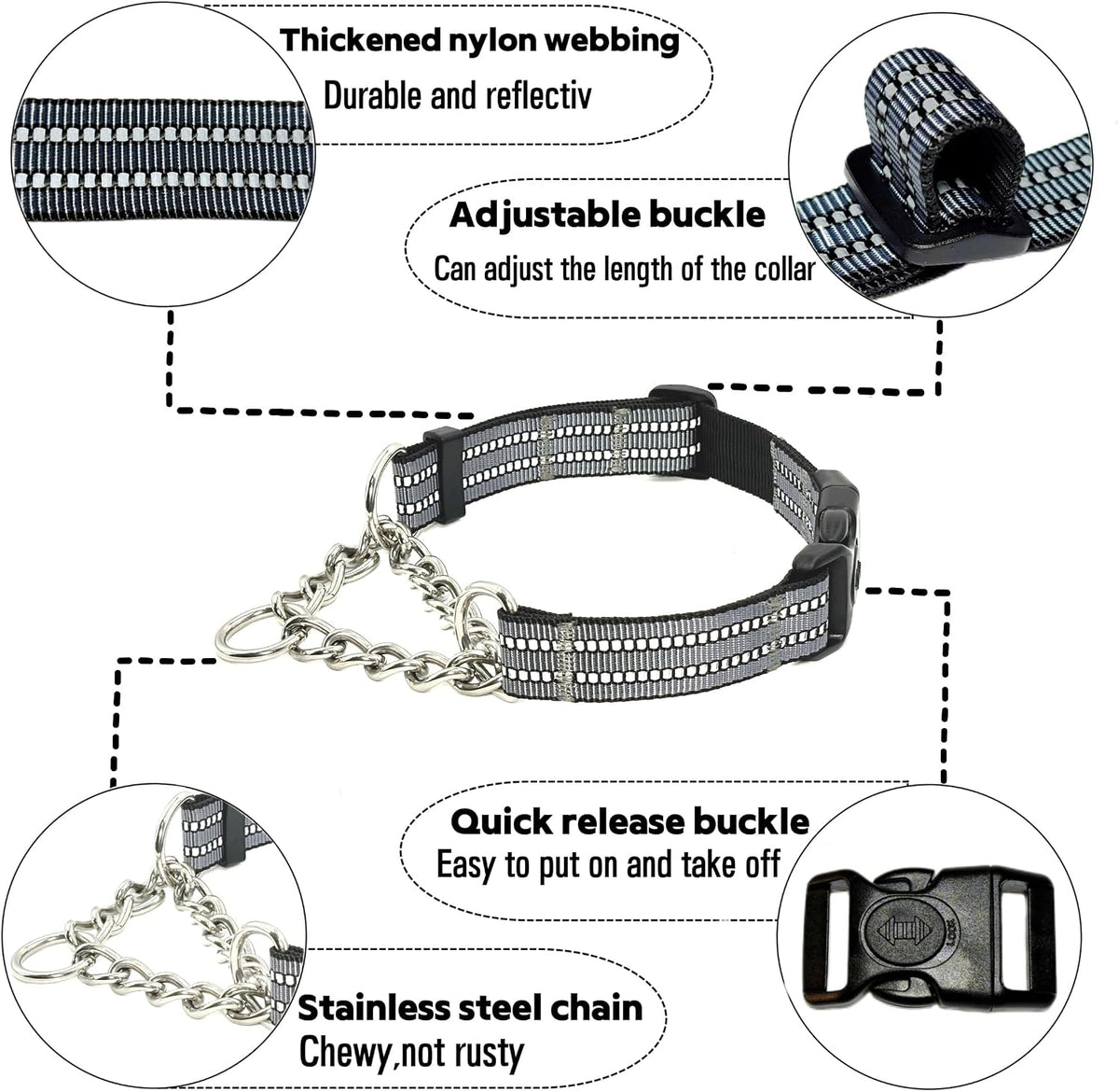 PUROAYET adjustable walking training collar quick release buckle