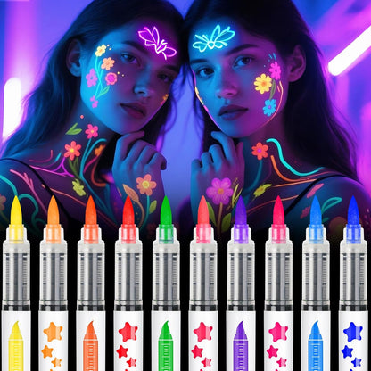 Toodler UV Neon Face and Body Paint Markers front view package highlighting multi-color selection for temporary cosmetic use