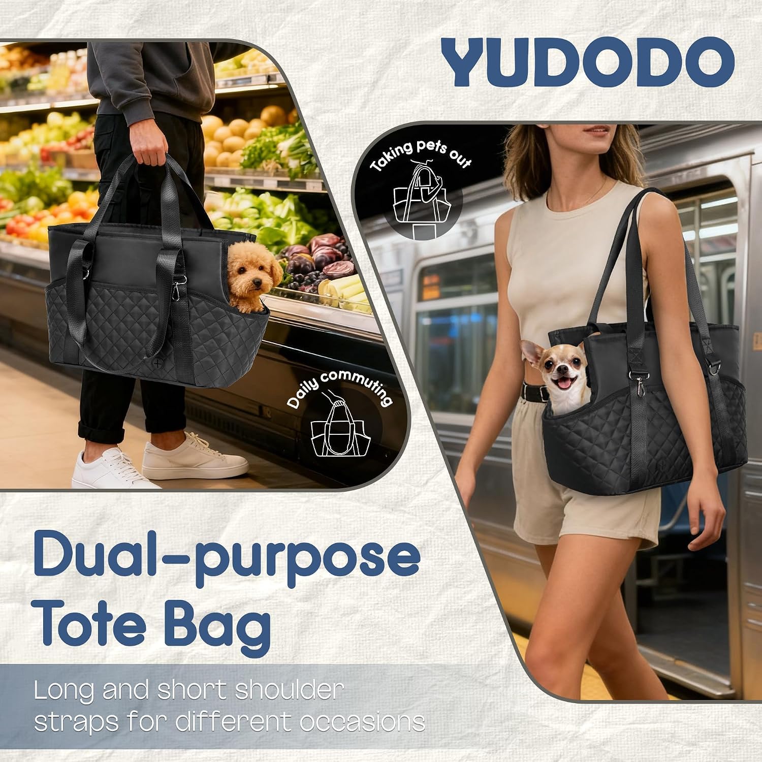 Yudodo pet travel tote with safety clip exposed