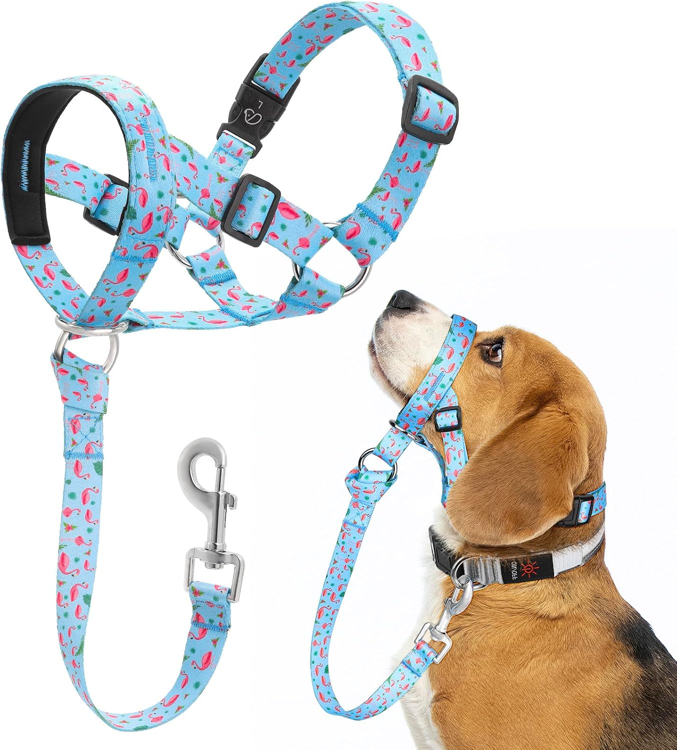 HIGO Dog Head Collar, Adjustable Head Collar for Dogs, No Pulling Head Halter, Training Nose Leash, 3 Pattern Muzzle Leash for Small Medium Large Dogs Easy Walking (Green, S) - Image 10