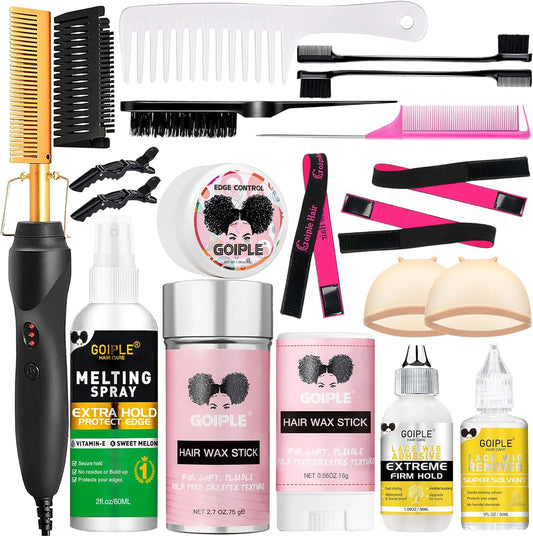 Goiple Electric Hot Comb Hair Straightener Deluxe Set front view