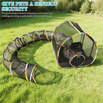 Naielfopet mesh cat tent set up safely on a residential apartment balcony floor