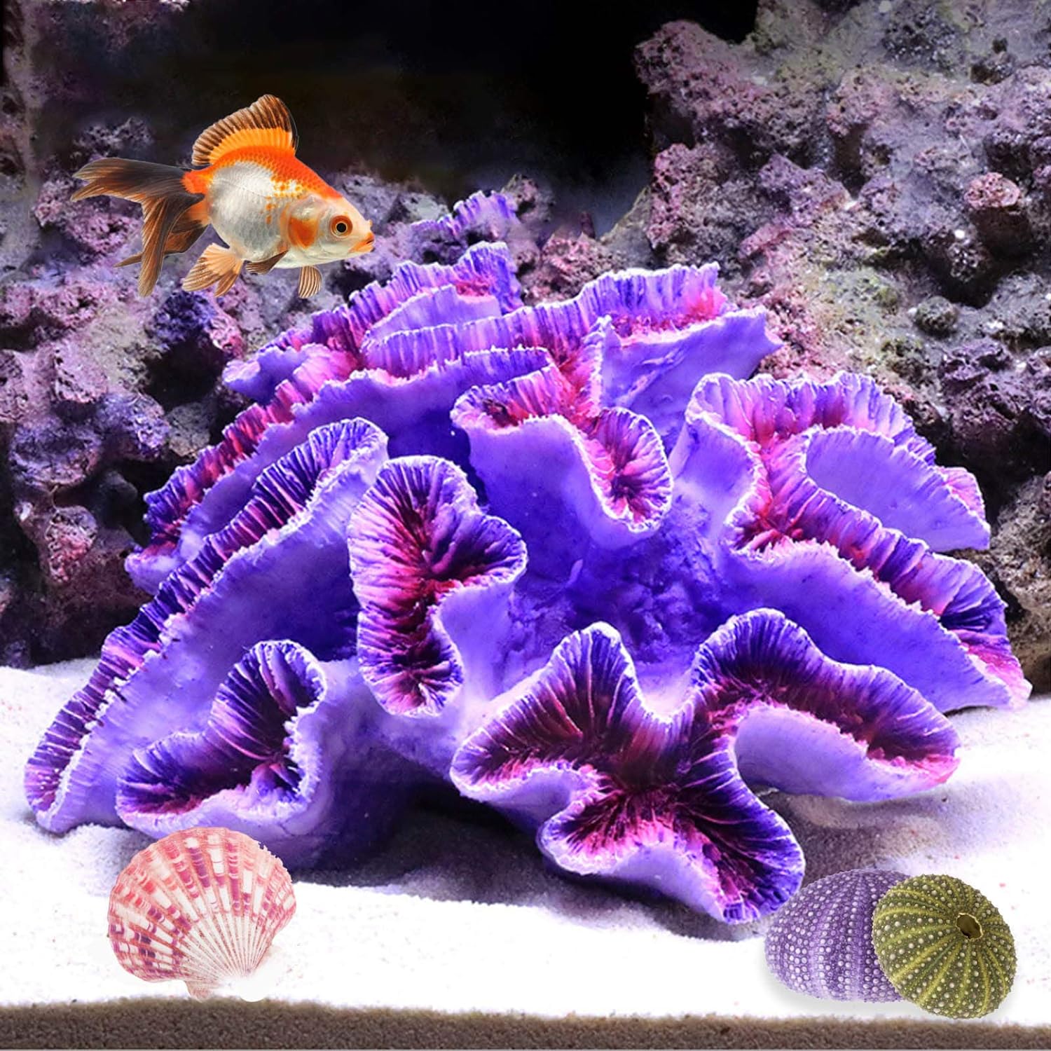Besimple aquarium coral ornament front view purple fish tank decoration