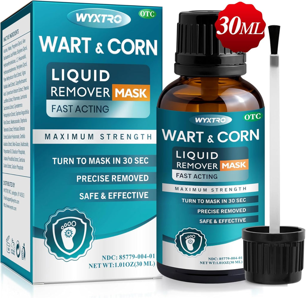 WYXTRO Wart Remover Freeze Off 30ml bottle front view for plantar wart treatment.