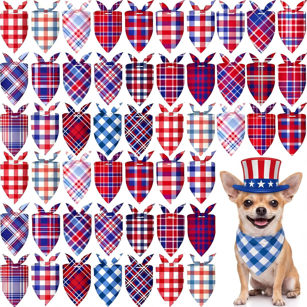 Abbylike 50 Pcs Patriotic Dog Bandanas Bulk 4th of July Bandanas for Dogs Star Triangle Kerchief Bib Scarf Set for Pet Independence Day 250th Anniversary Party Costume, 25 Styles(25.6 x 17.7 x 17.7) - Image 13