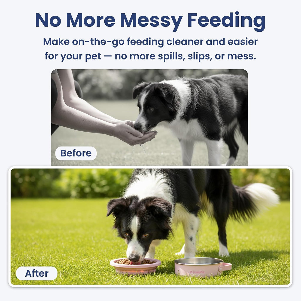 Premium pink silicone pet feeding bowl with integrated non slip handle detail.