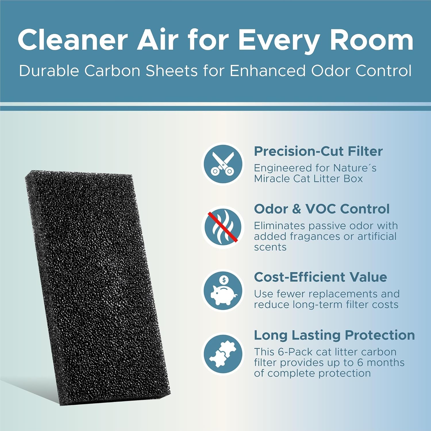 High density replacement filter showing precise eight by three inches dimensions.