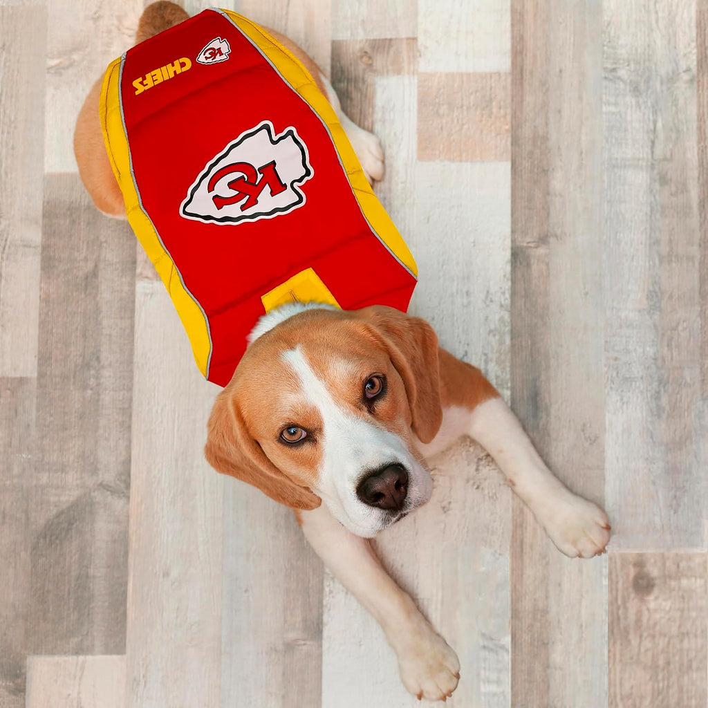Premium poly-down filled windproof pet coat designed for cold weather protection