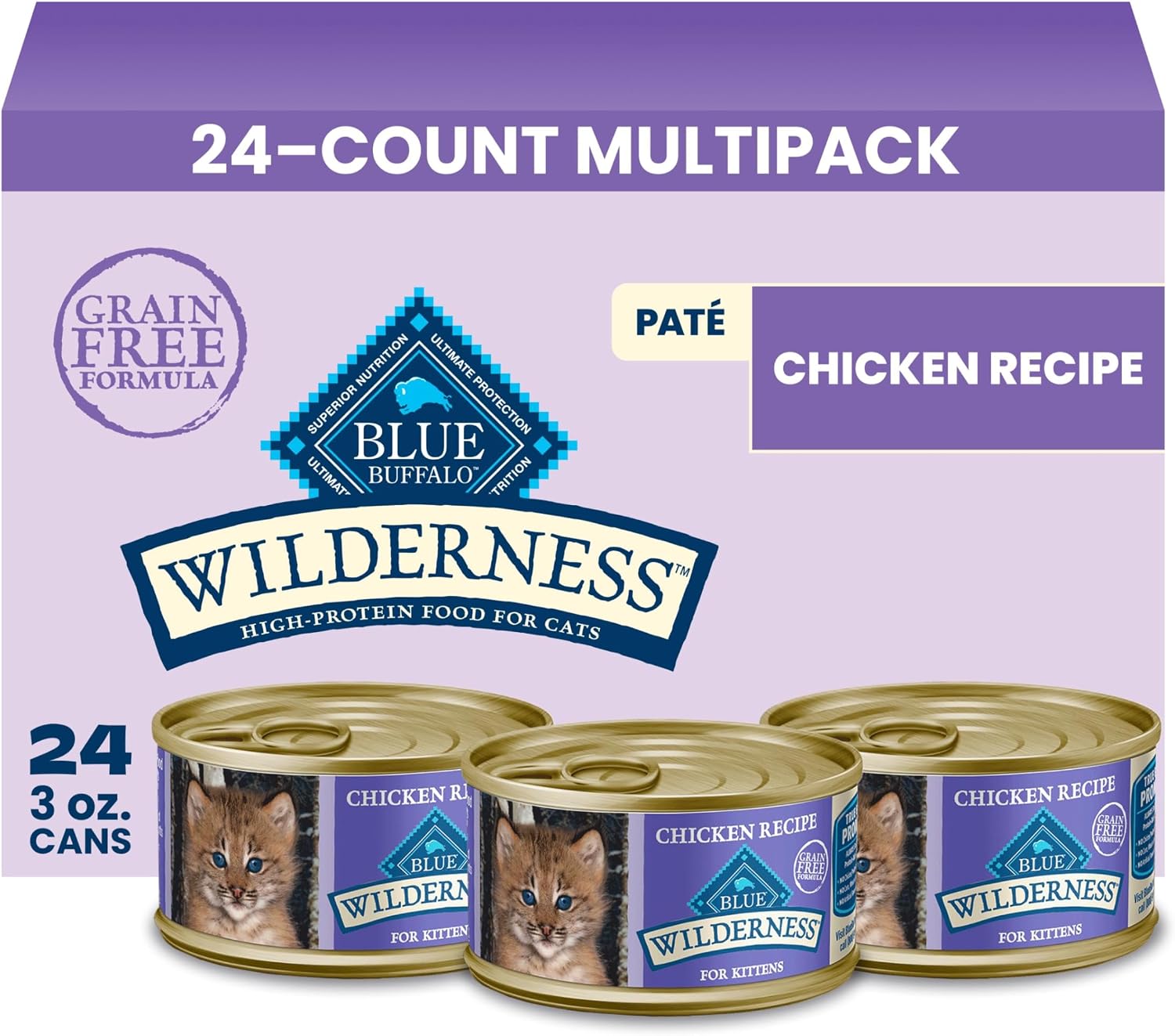 Blue Buffalo Wilderness Kitten Grain-Free Chicken Pat & Salmon Pat Wet Cat Food with DHA, High-Protein & Made with Natural Ingredients, Supports Healthy Growth & Development, 3-oz. Each (6 Count) - Image 12
