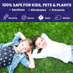 BioTurf yard deodorizer kit packaging showing non toxic safe for pets certification.