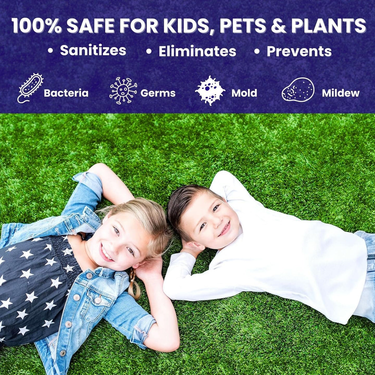 BioTurf yard deodorizer kit packaging showing non toxic safe for pets certification.