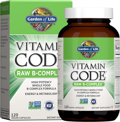 Garden of Life Vitamin Code Raw B Complex 120 Vegan Capsules front view