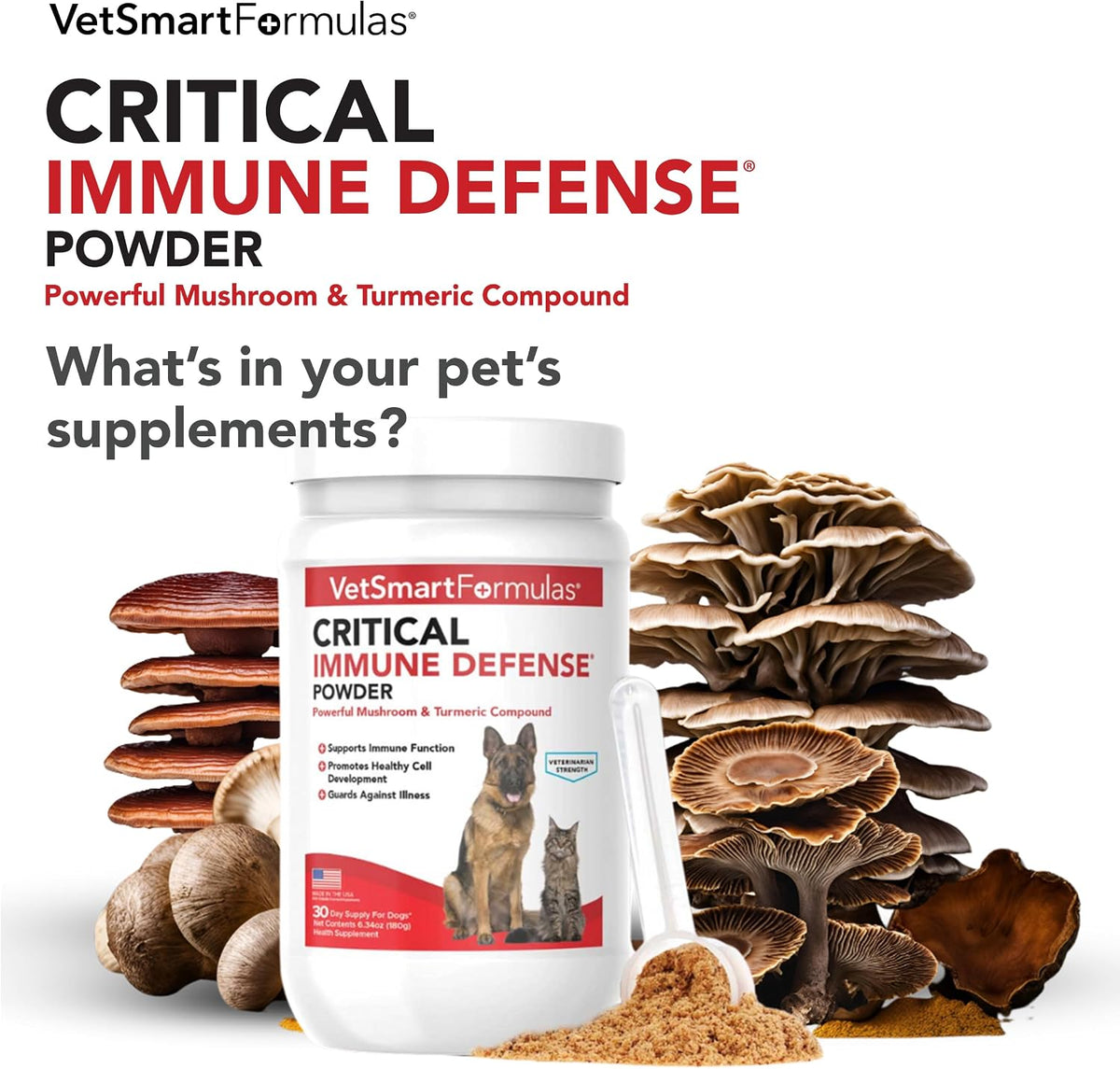 VetSmart Formulas medicinal mushroom supplement for dogs and cats supporting healthy cell growth