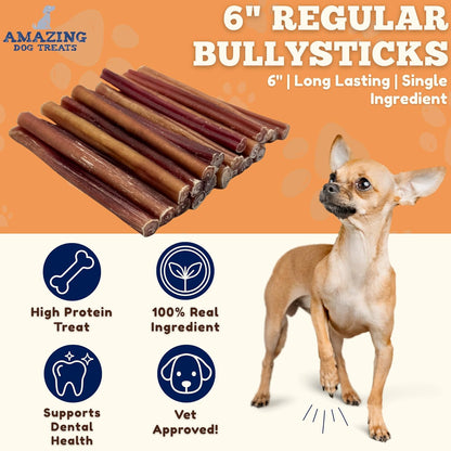 Six inch single ingredient beef dog chew sticks for small to medium breeds