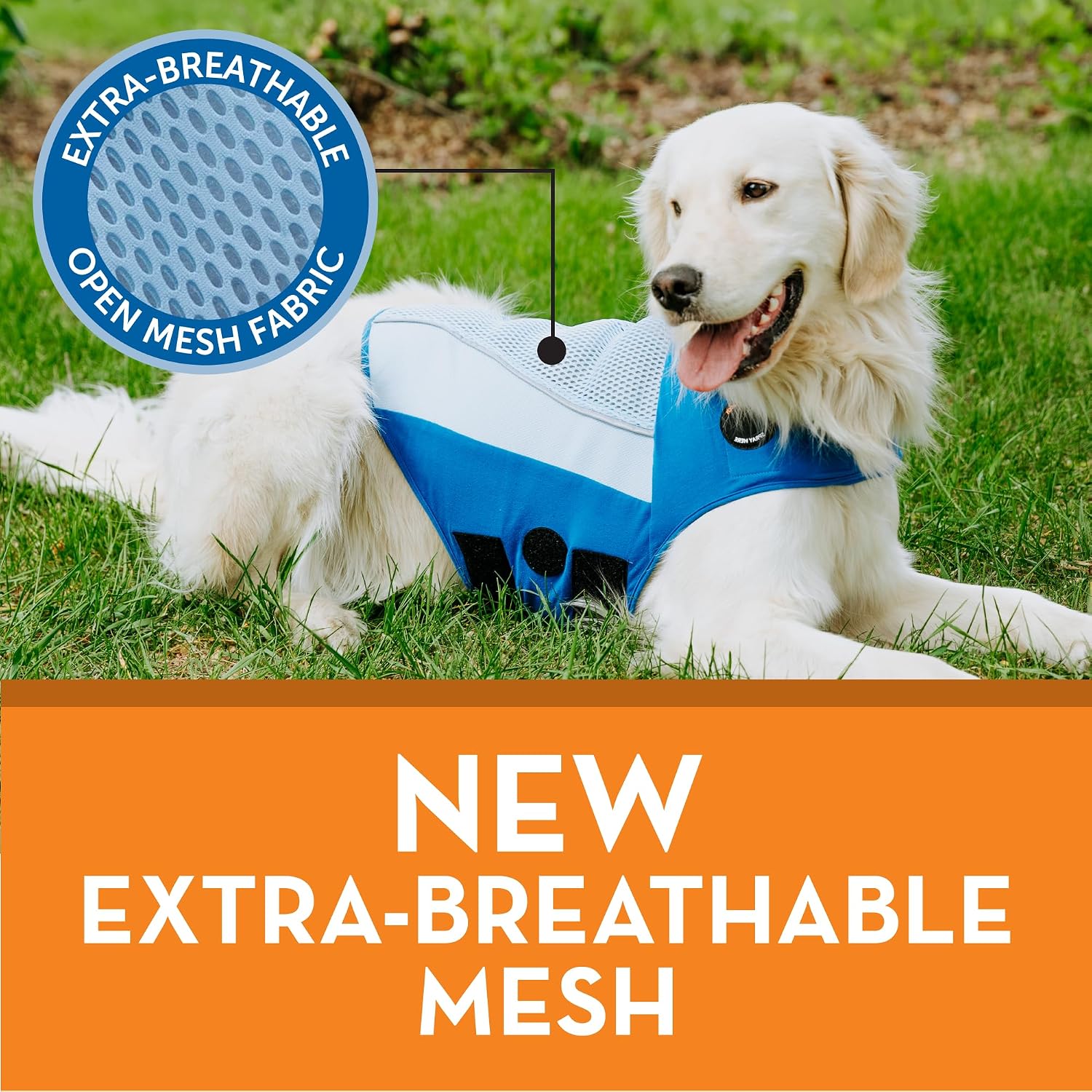 ThunderShirt Breeze sky blue dog wrap side view showing mesh panels