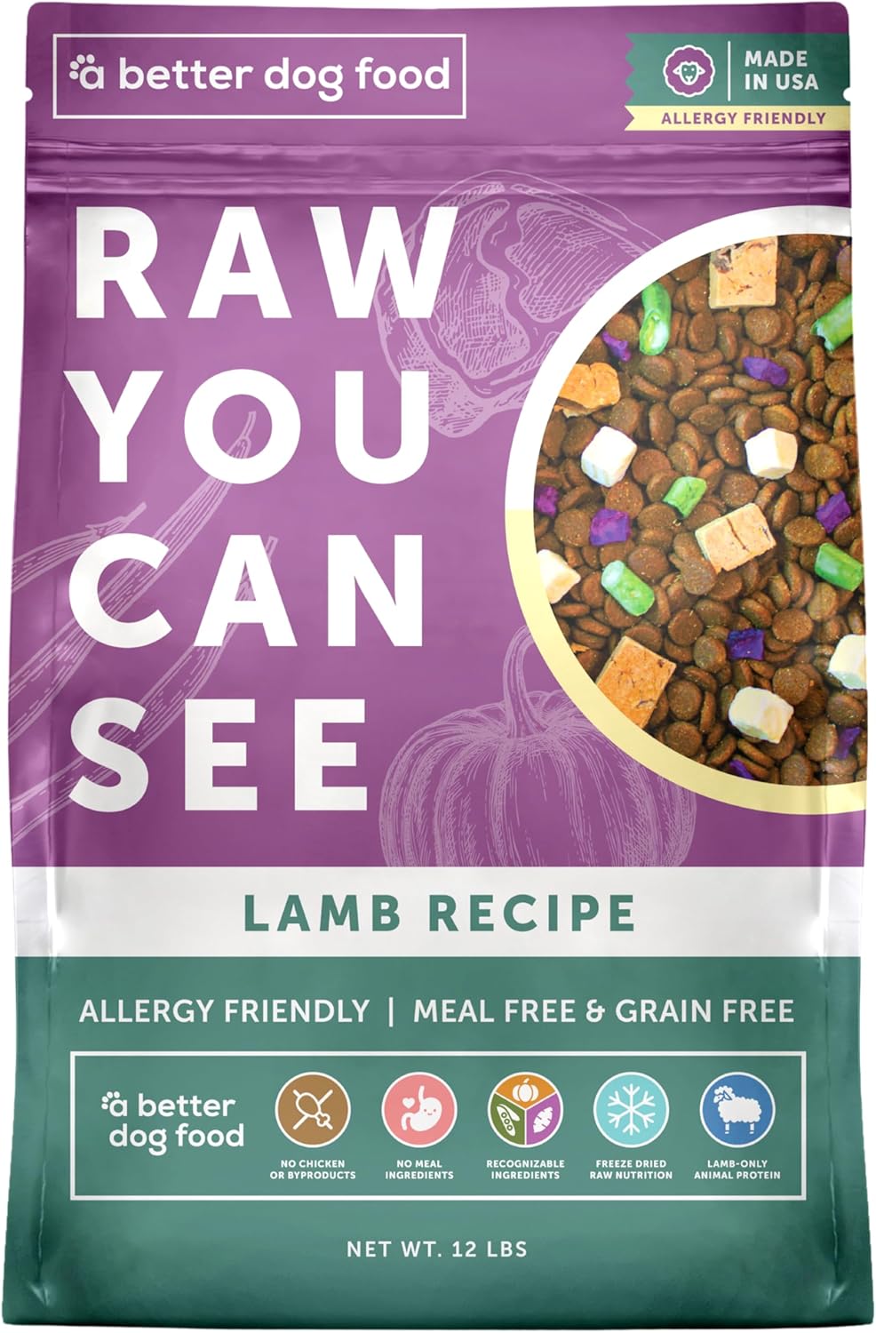 A Better Treat dry dog food grain free label illustration