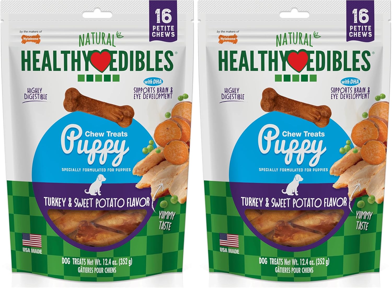 Nylabone Healthy Edibles Natural Puppy Chews Long Lasting Treats for Puppies, Roast Beef/Apple/Bacon Dog Treats, X-Small/Petite (3 Count) - Image 15