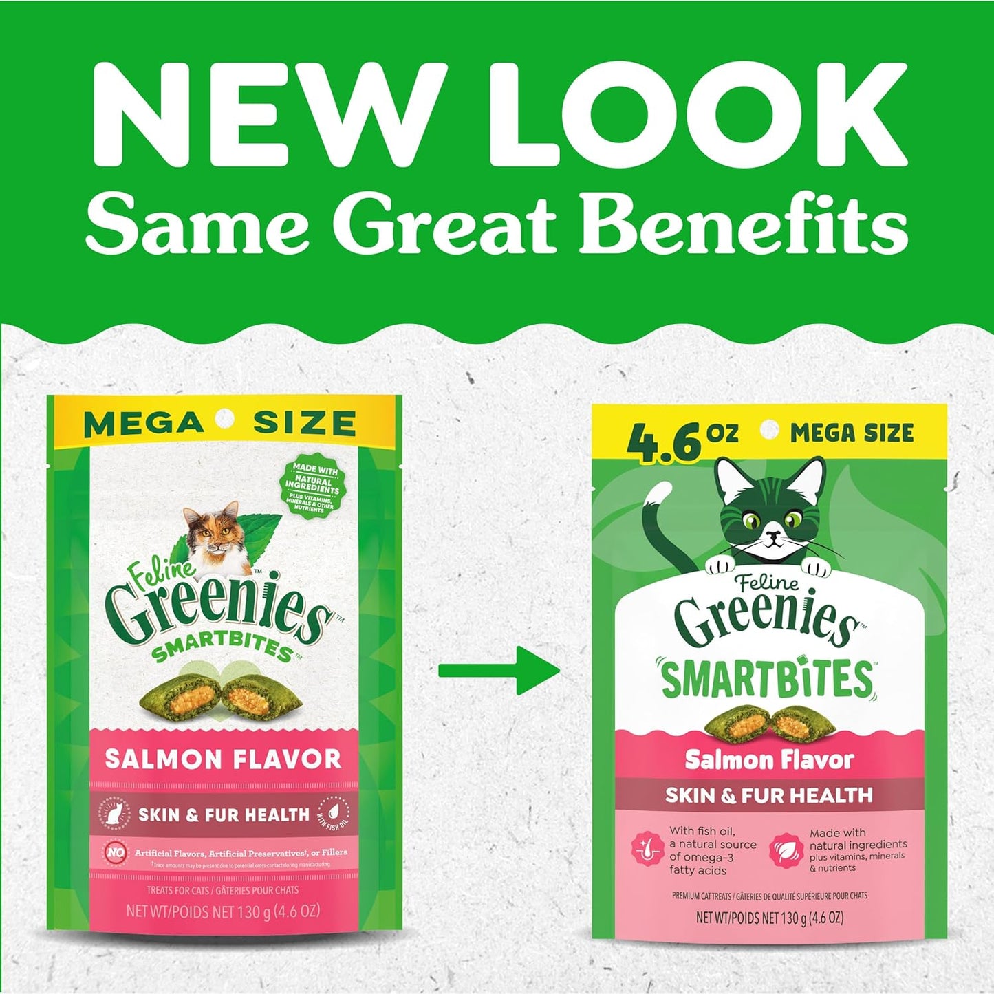 Greenies Cat Treats, Feline Smartbites, Skin & Fur Health, Crunchy and Soft Cat Treats, Salmon Flavor, 4.6 oz. Pack - Image 10