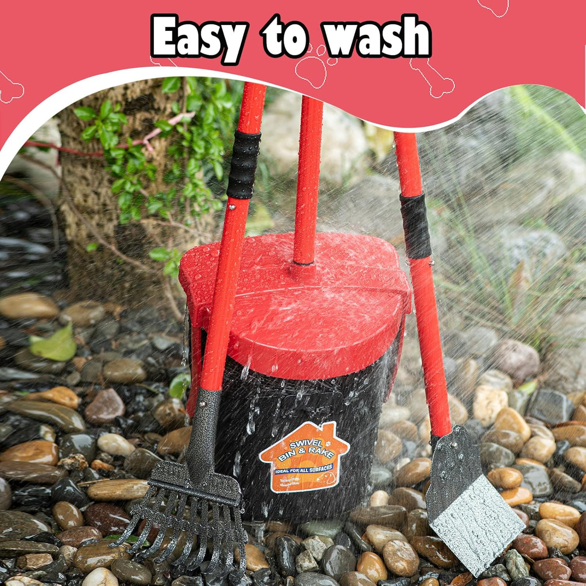 Close up of the odorless sealed swivel bin with a leak proof waste bag attached.