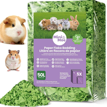 mini&moe Hamster Bedding 50L: Dust-Free and Odor Control Moisture Absorbent Unscented Natural Paper Small Pet Bedding - for Guinea Pigs, Hamsters, Chinchilla,Rabbits,Rat,Ferret, and Gerbil, 50 Liters - Image 9