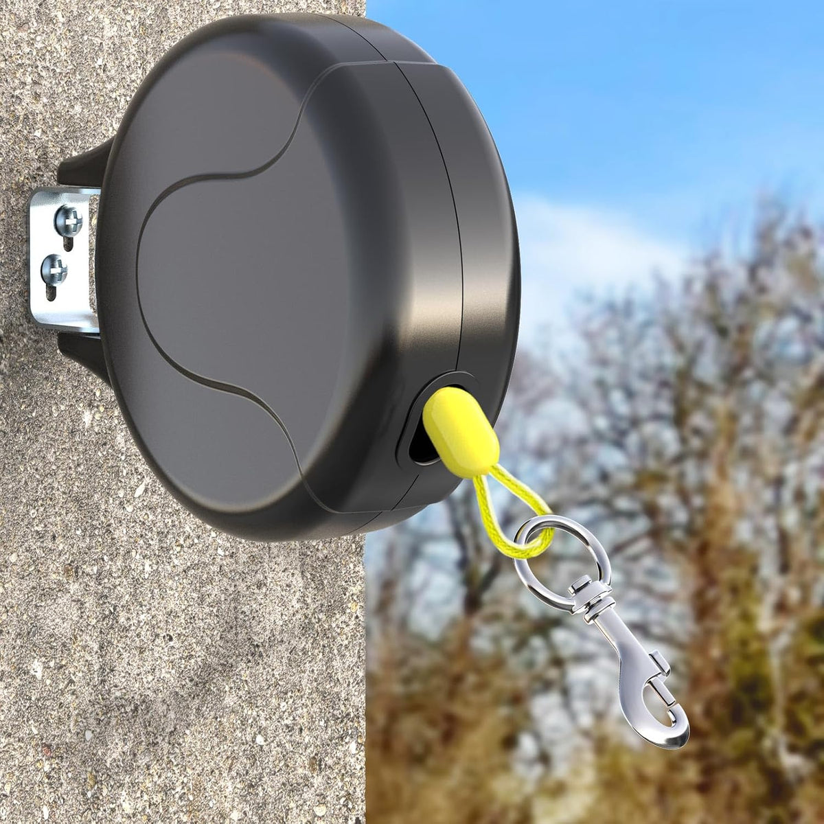 Pawstation 30ft wall mount retractable dog tie out cable front view