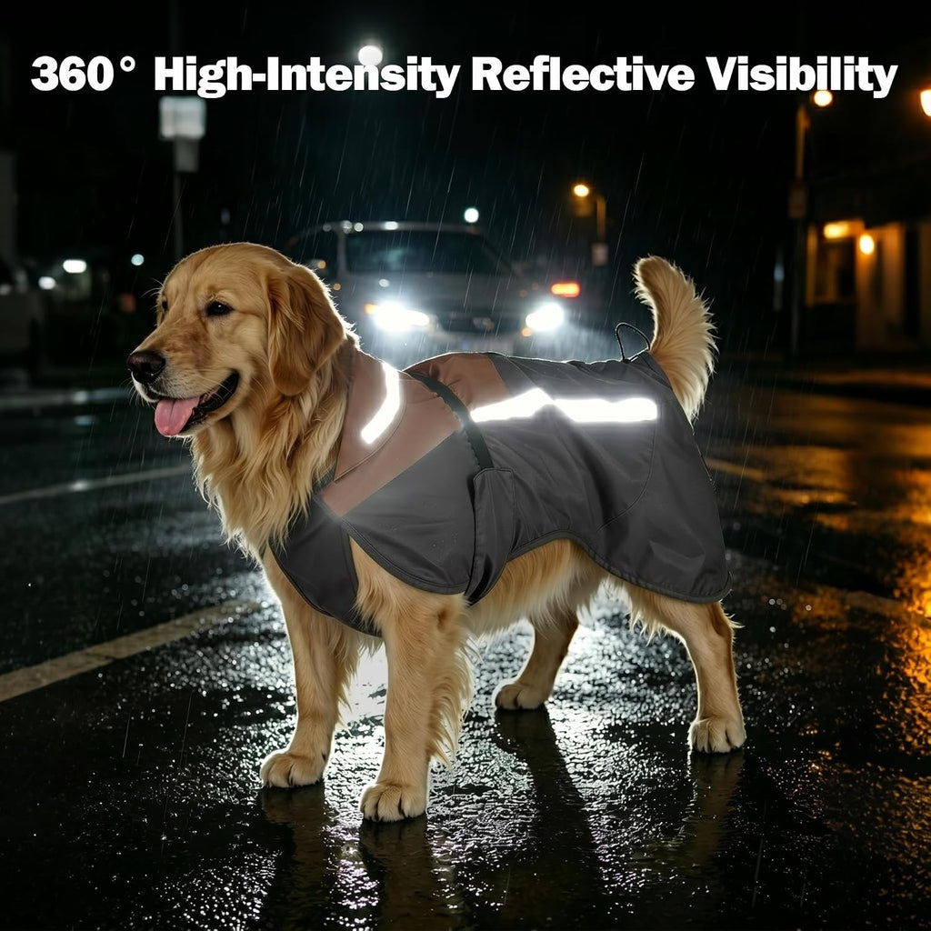 Premium imported dog raincoat with harness opening on back